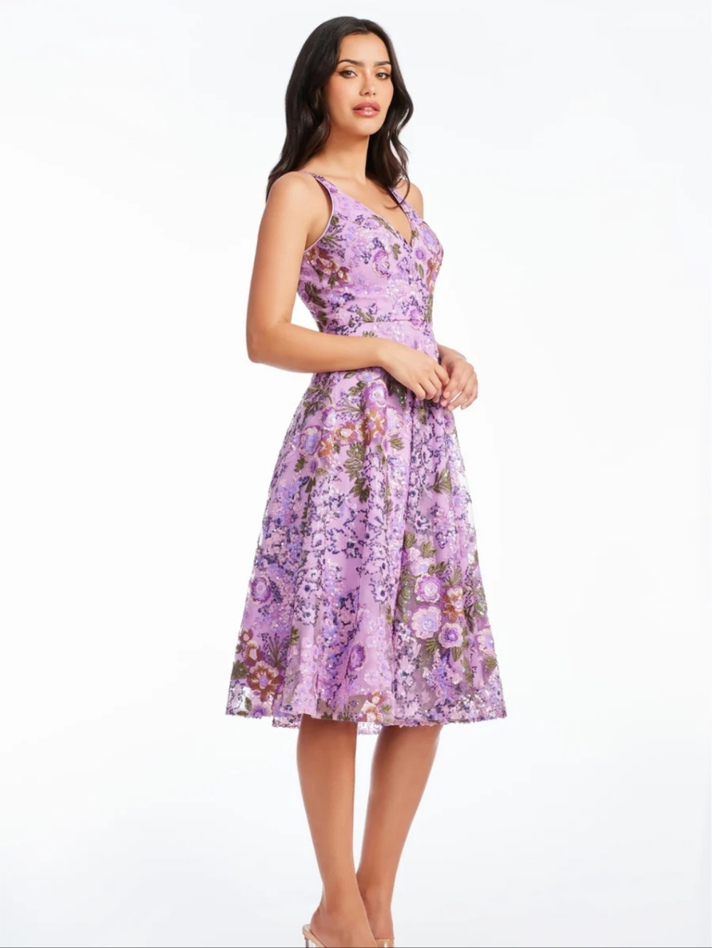 Elisa Floral Sequin Embroidered Cocktail Dress